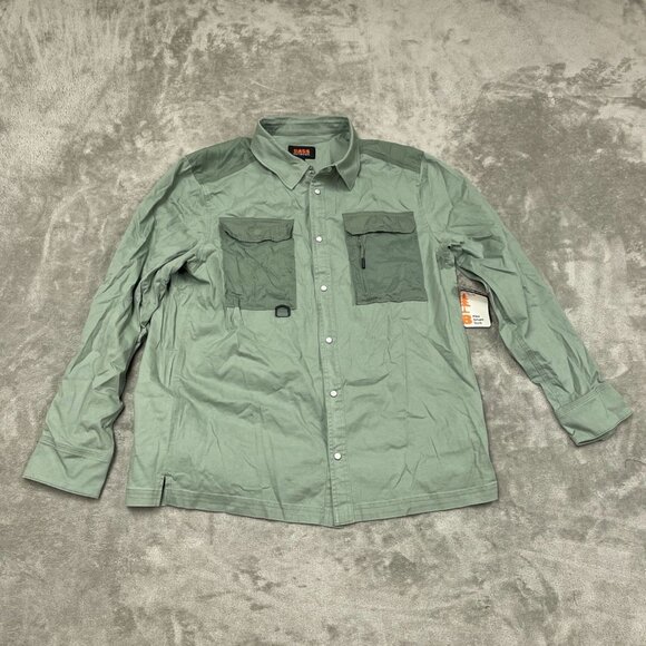 Bass Outdoor Mens Street Woven Shirt Lily Pad Green M NWT 6412 - Picture 1 of 8
